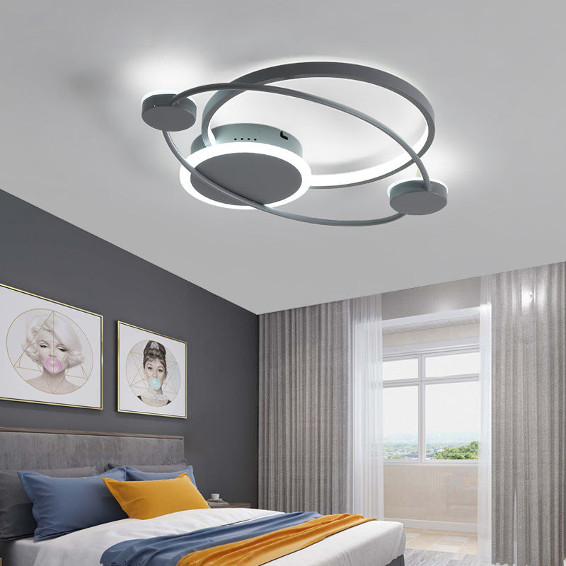 Orbit Integrated Led Flush Light Warm/White Light Metal and Acrylic Nordic Style Flushmount in Black and White/Gray Grey 21.5" Clearhalo 'Ceiling Lights' 'Close To Ceiling Lights' 'Close to ceiling' 'Flush mount' Lighting' 374609