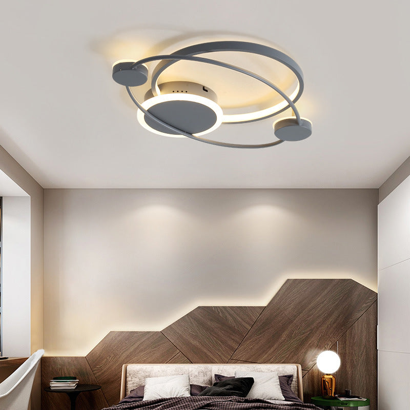 Orbit Integrated Led Flush Light Warm/White Light Metal and Acrylic Nordic Style Flushmount in Black and White/Gray Grey 25.5" Clearhalo 'Ceiling Lights' 'Close To Ceiling Lights' 'Close to ceiling' 'Flush mount' Lighting' 374613