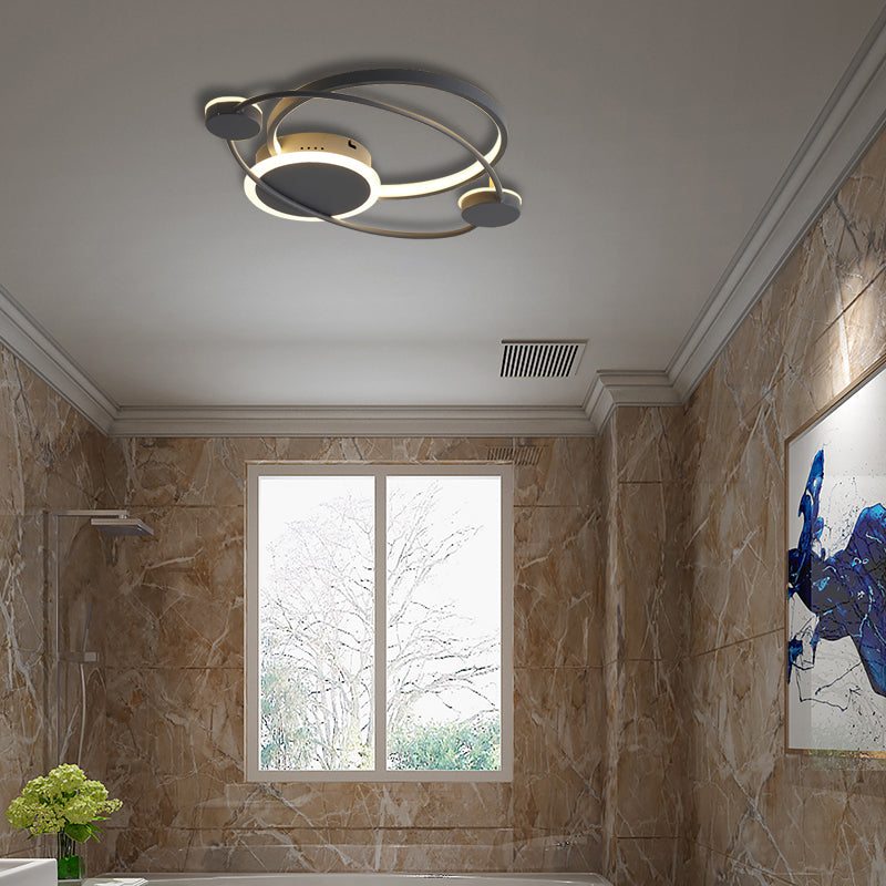 Orbit Integrated Led Flush Light Warm/White Light Metal and Acrylic Nordic Style Flushmount in Black and White/Gray Clearhalo 'Ceiling Lights' 'Close To Ceiling Lights' 'Close to ceiling' 'Flush mount' Lighting' 374614