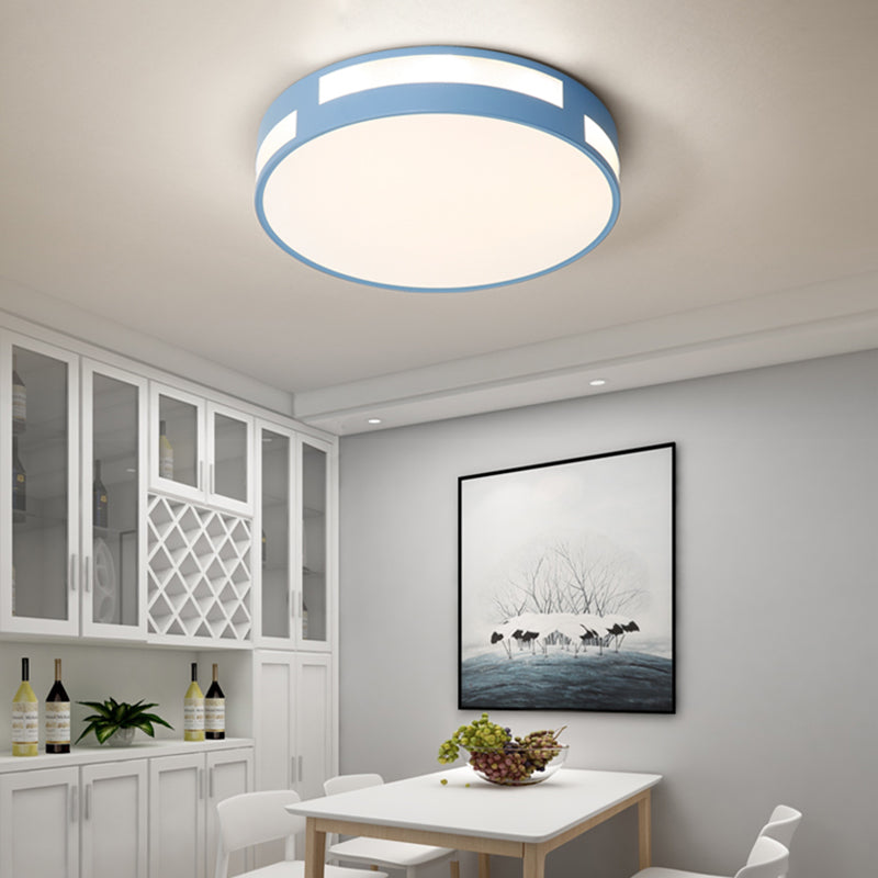 Round Flush Ceiling Light Modern Nordic Acrylic Shade LED Flushmount Light in Blue/Green/Pink/Yellow Blue Clearhalo 'Ceiling Lights' 'Close To Ceiling Lights' 'Close to ceiling' 'Flush mount' Lighting' 374916