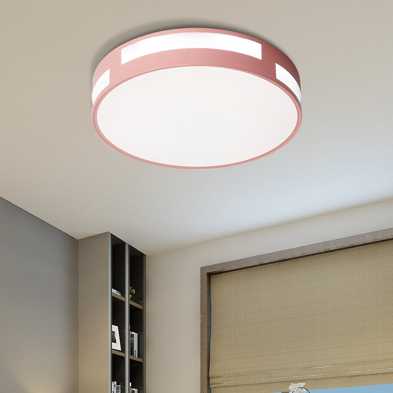 Round Flush Ceiling Light Modern Nordic Acrylic Shade LED Flushmount Light in Blue/Green/Pink/Yellow Pink Clearhalo 'Ceiling Lights' 'Close To Ceiling Lights' 'Close to ceiling' 'Flush mount' Lighting' 374920