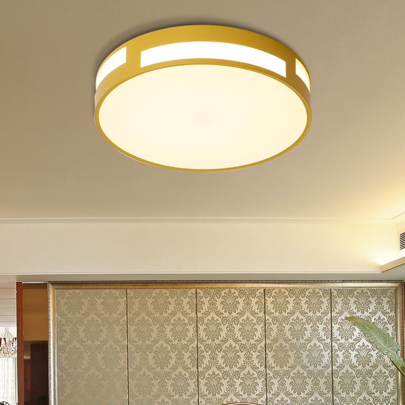 Round Flush Ceiling Light Modern Nordic Acrylic Shade LED Flushmount Light in Blue/Green/Pink/Yellow Yellow Clearhalo 'Ceiling Lights' 'Close To Ceiling Lights' 'Close to ceiling' 'Flush mount' Lighting' 374924