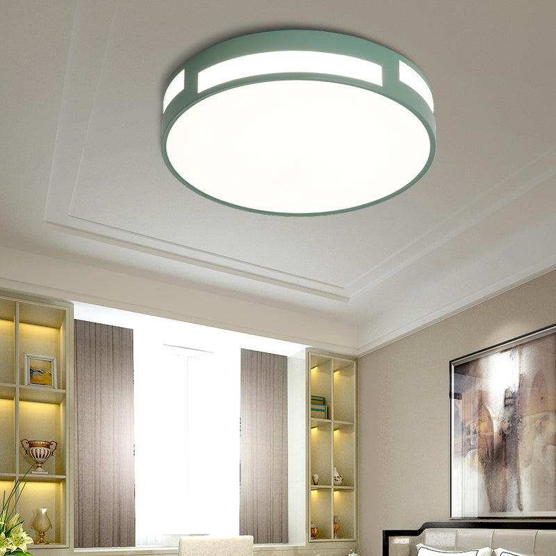 Round Flush Ceiling Light Modern Nordic Acrylic Shade LED Flushmount Light in Blue/Green/Pink/Yellow Green Clearhalo 'Ceiling Lights' 'Close To Ceiling Lights' 'Close to ceiling' 'Flush mount' Lighting' 374927