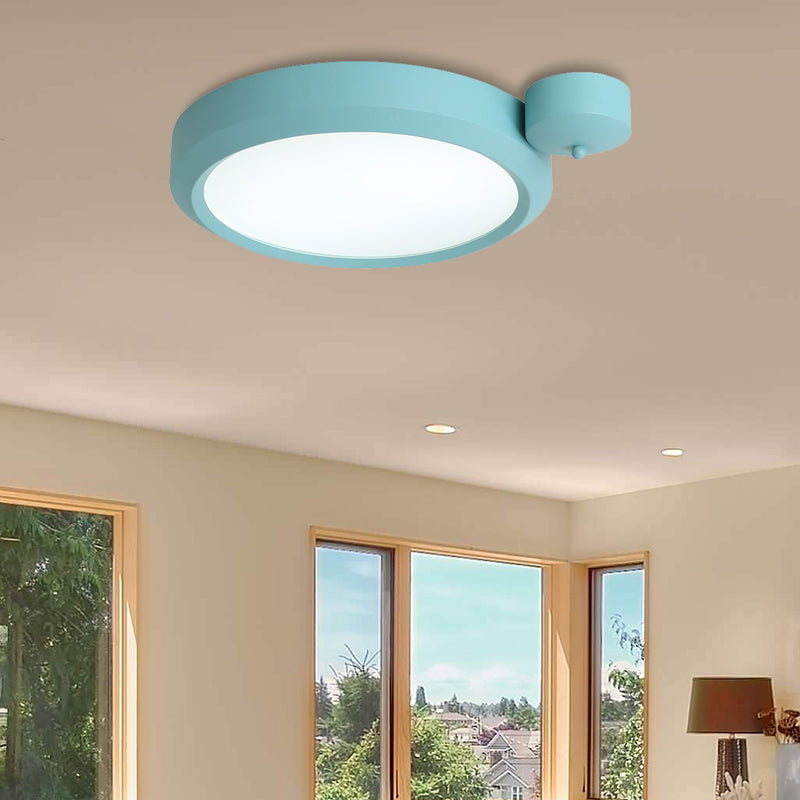 Blue/Red/Yellow Round Flushmount Lighting Metal Integrated Led Nordic Ceiling Flush Light in Second Gear, 20.5"/25" W Blue Clearhalo 'Ceiling Lights' 'Close To Ceiling Lights' 'Close to ceiling' 'Flush mount' Lighting' 375022