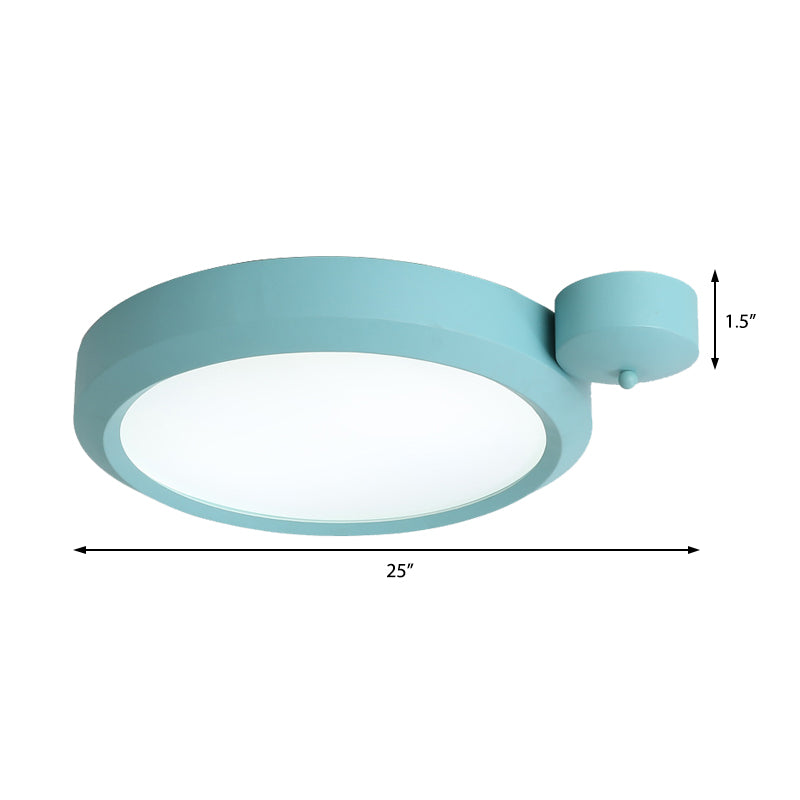 Blue/Red/Yellow Round Flushmount Lighting Metal Integrated Led Nordic Ceiling Flush Light in Second Gear, 20.5"/25" W Clearhalo 'Ceiling Lights' 'Close To Ceiling Lights' 'Close to ceiling' 'Flush mount' Lighting' 375028