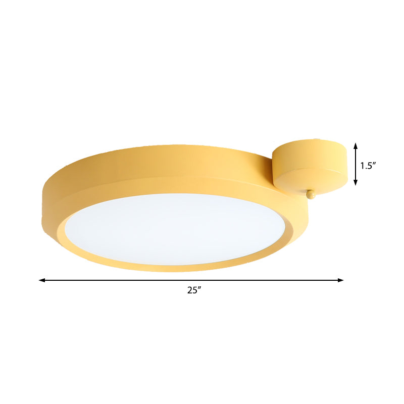 Blue/Red/Yellow Round Flushmount Lighting Metal Integrated Led Nordic Ceiling Flush Light in Second Gear, 20.5"/25" W Clearhalo 'Ceiling Lights' 'Close To Ceiling Lights' 'Close to ceiling' 'Flush mount' Lighting' 375035