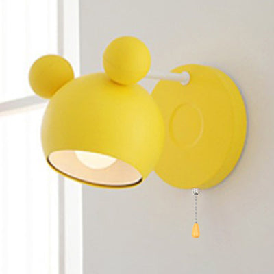 Modern Style Circle Wall Mounted Lamp Metal 1 Light Wall Sconce Lighting for Bedroom Yellow Clearhalo 'Wall Lamps & Sconces' 'Wall Lights' Lighting' 37515