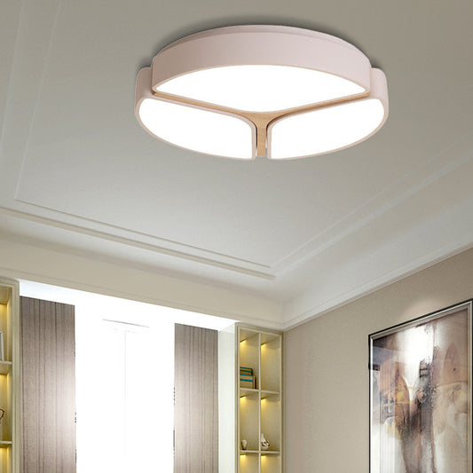 16"/19.5"/23.5" Wide Circular Flushmount Light Macaron Metallic Led Close to Ceiling Light in Warm/White Light White Clearhalo 'Ceiling Lights' 'Close To Ceiling Lights' 'Close to ceiling' 'Flush mount' Lighting' 375246