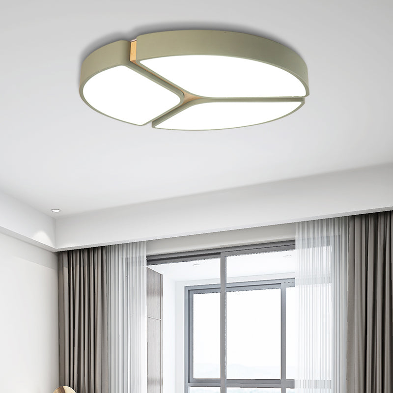 16"/19.5"/23.5" Wide Circular Flushmount Light Macaron Metallic Led Close to Ceiling Light in Warm/White Light Green Clearhalo 'Ceiling Lights' 'Close To Ceiling Lights' 'Close to ceiling' 'Flush mount' Lighting' 375252