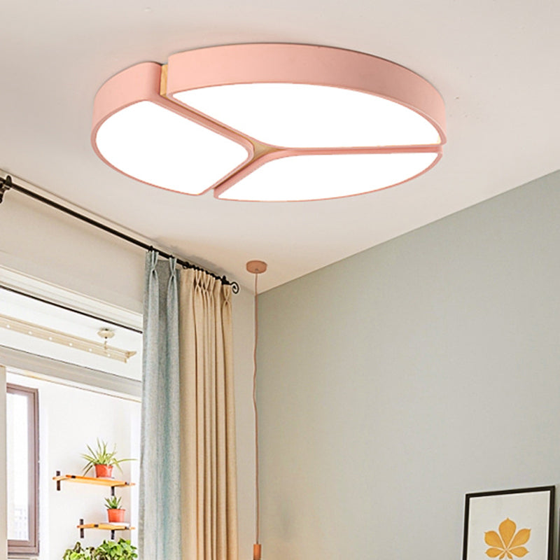 16"/19.5"/23.5" Wide Circular Flushmount Light Macaron Metallic Led Close to Ceiling Light in Warm/White Light Pink Clearhalo 'Ceiling Lights' 'Close To Ceiling Lights' 'Close to ceiling' 'Flush mount' Lighting' 375262