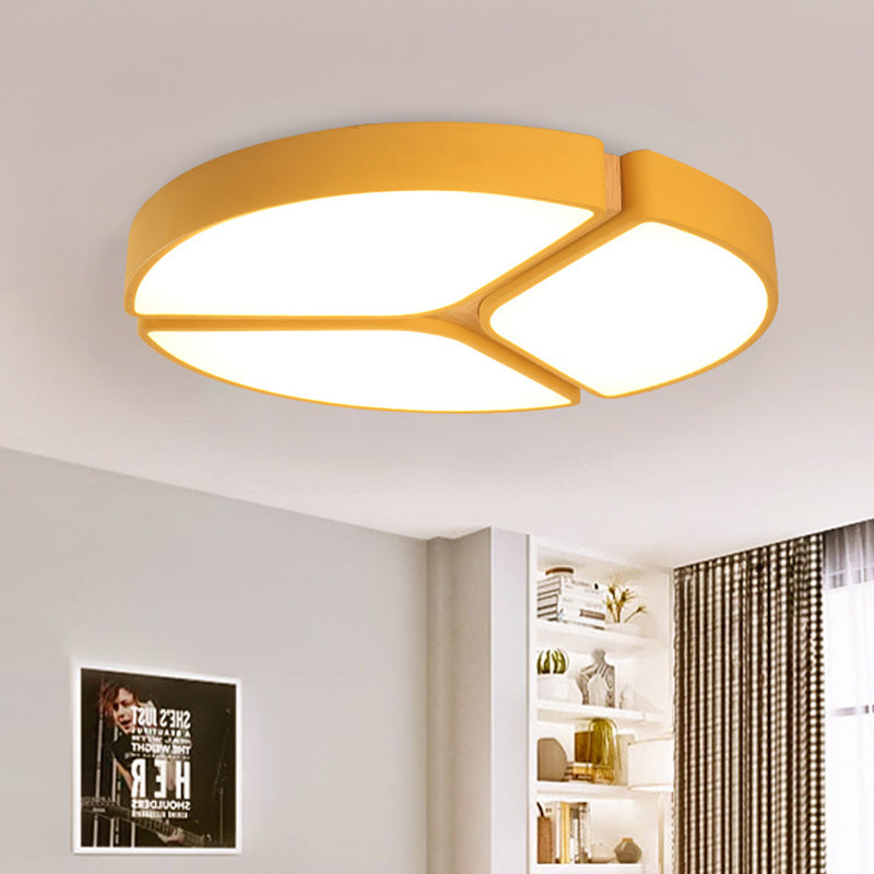 16"/19.5"/23.5" Wide Circular Flushmount Light Macaron Metallic Led Close to Ceiling Light in Warm/White Light Yellow Clearhalo 'Ceiling Lights' 'Close To Ceiling Lights' 'Close to ceiling' 'Flush mount' Lighting' 375282