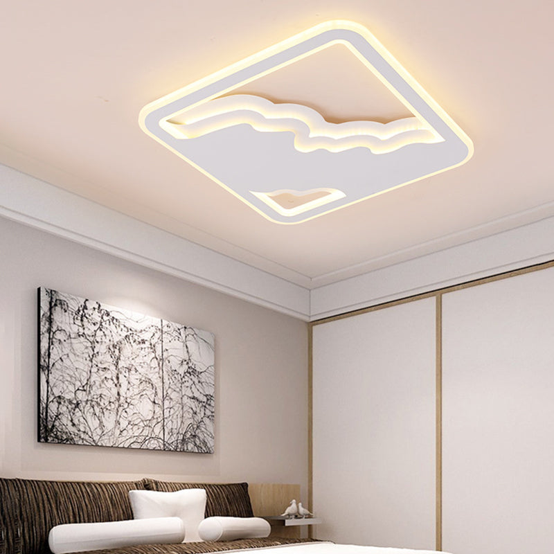 Ultra Thin Flush Lamp Modernism Metal Integrated Led White Flush Mount Ceiling Light, 19"/35.5" Wide White 19" Clearhalo 'Ceiling Lights' 'Close To Ceiling Lights' 'Close to ceiling' 'Flush mount' Lighting' 375323