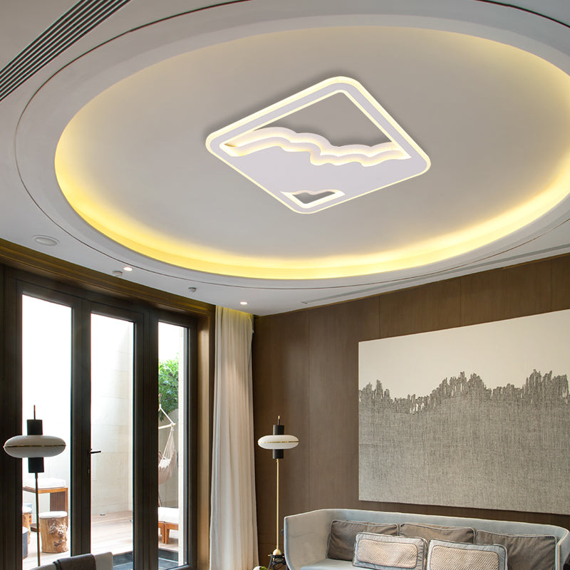 Ultra Thin Flush Lamp Modernism Metal Integrated Led White Flush Mount Ceiling Light, 19"/35.5" Wide Clearhalo 'Ceiling Lights' 'Close To Ceiling Lights' 'Close to ceiling' 'Flush mount' Lighting' 375324