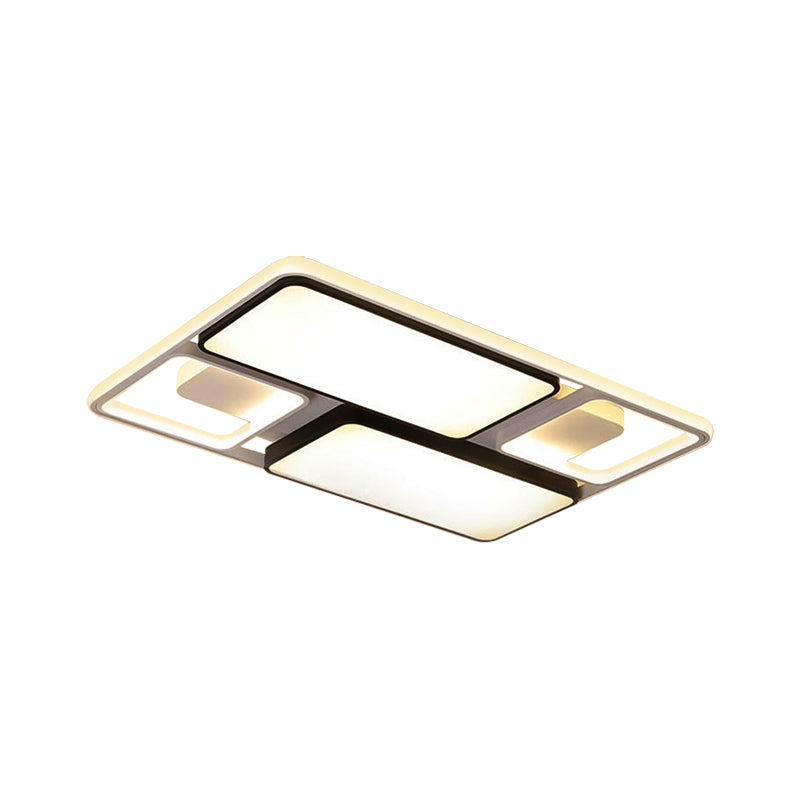 Square/Rectangle Flush Mount Ceiling Light Contemporary Led Flush Lighting in Black/White, 19.5"/45" Wide Clearhalo 'Ceiling Lights' 'Close To Ceiling Lights' 'Close to ceiling' 'Flush mount' Lighting' 376897