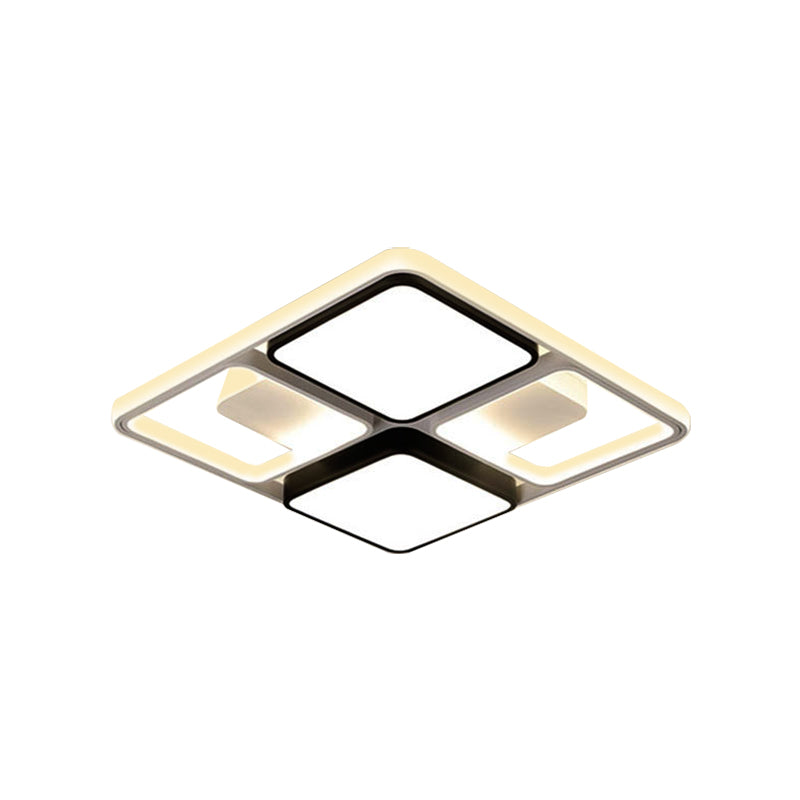 Square/Rectangle Flush Mount Ceiling Light Contemporary Led Flush Lighting in Black/White, 19.5"/45" Wide Clearhalo 'Ceiling Lights' 'Close To Ceiling Lights' 'Close to ceiling' 'Flush mount' Lighting' 376903