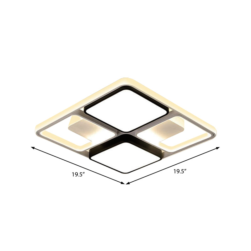 Square/Rectangle Flush Mount Ceiling Light Contemporary Led Flush Lighting in Black/White, 19.5"/45" Wide Clearhalo 'Ceiling Lights' 'Close To Ceiling Lights' 'Close to ceiling' 'Flush mount' Lighting' 376904