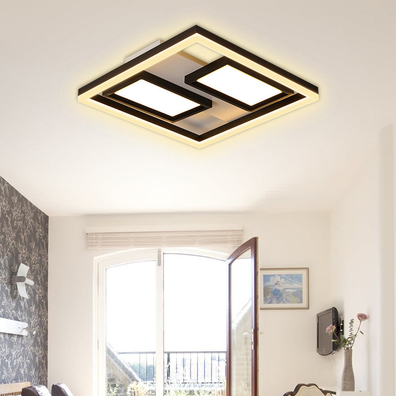 16"/19.5"/35.5"/43" Wide Super Thin Flush Light Nordic Style Metal Black Led Close to Ceiling Light in Warm/White Clearhalo 'Ceiling Lights' 'Close To Ceiling Lights' 'Close to ceiling' 'Flush mount' Lighting' 376932