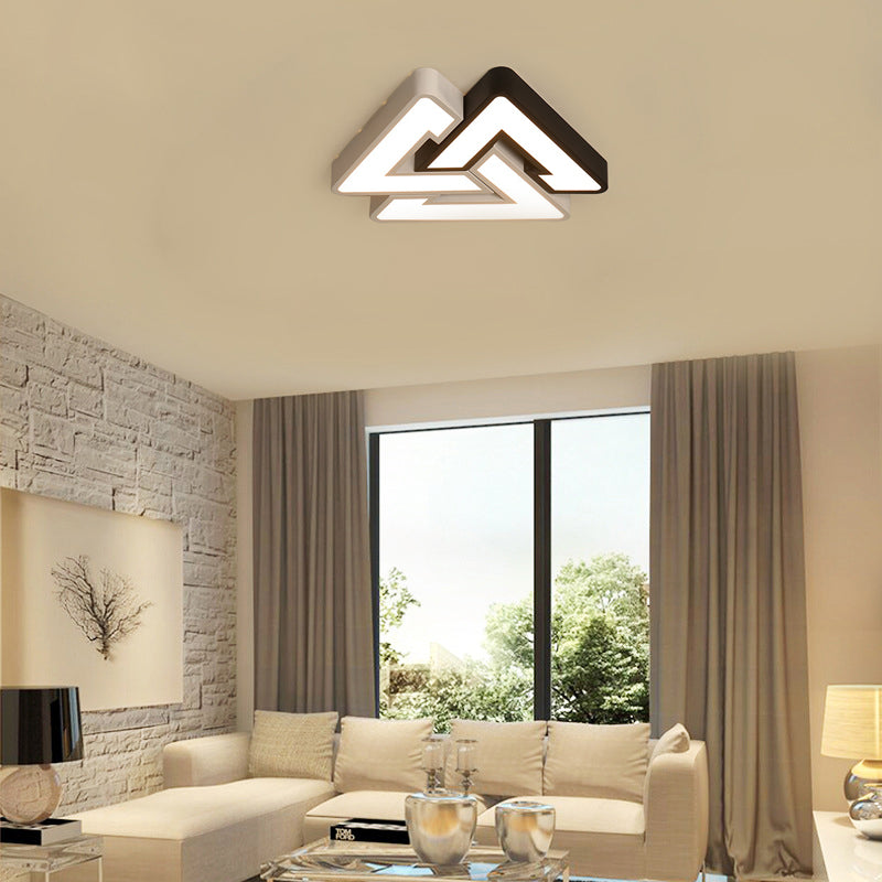 Multi-Triangle Bedroom Ceiling Mount Light Acrylic Simple Style LED Ceiling Lamp in Black and White White Warm Clearhalo 'Ceiling Lights' 'Close To Ceiling Lights' 'Close to ceiling' 'Flush mount' Lighting' 377045