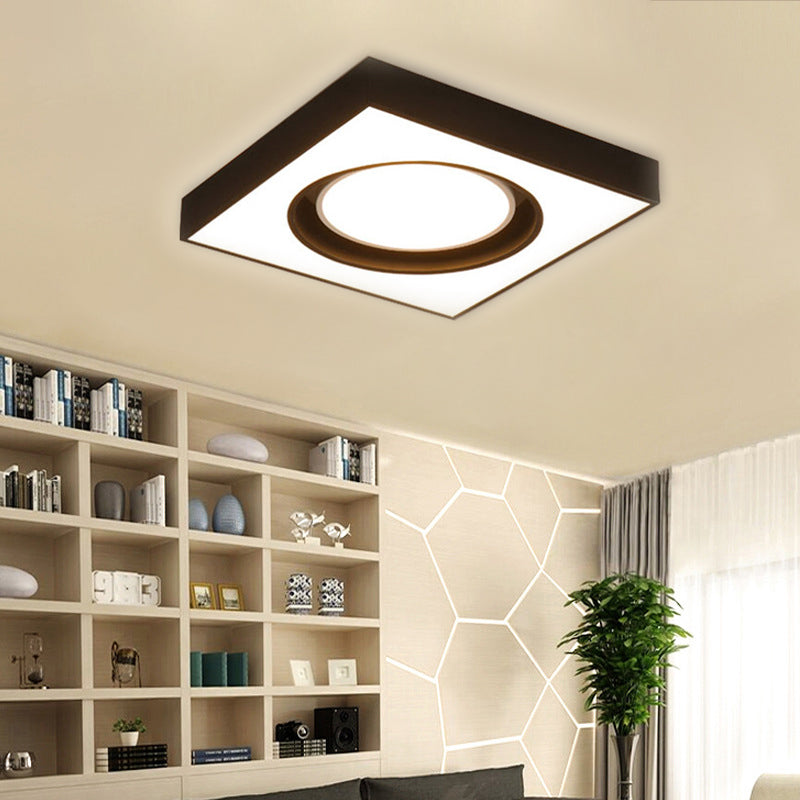 Acrylic Square Ceiling Mount Light Modern LED Flush Light in Black and White for Cloth Sop Black 19.5" Clearhalo 'Ceiling Lights' 'Close To Ceiling Lights' 'Close to ceiling' 'Flush mount' Lighting' 377072