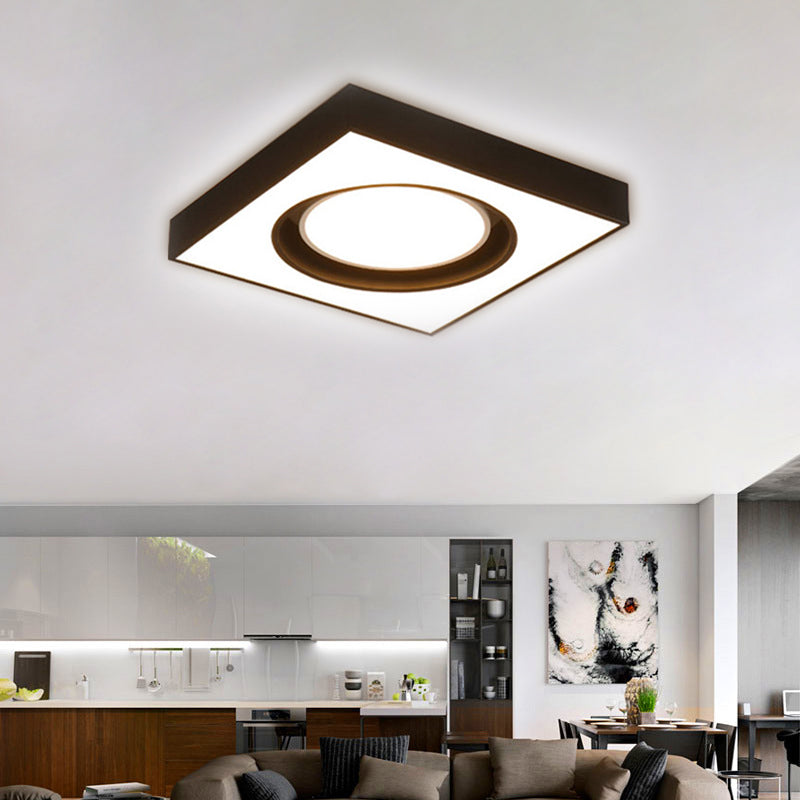 Acrylic Square Ceiling Mount Light Modern LED Flush Light in Black and White for Cloth Sop Black 23.5" Clearhalo 'Ceiling Lights' 'Close To Ceiling Lights' 'Close to ceiling' 'Flush mount' Lighting' 377075