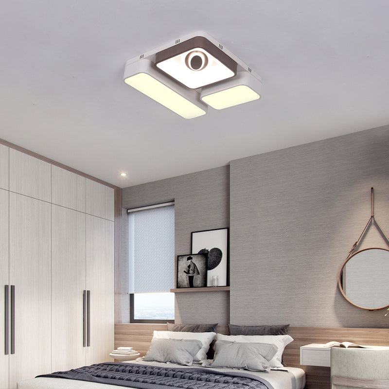 Modern White LED Flush Mount Light with Rectangle and Square Shade Acrylic Ceiling Lamp for Living Room Clearhalo 'Ceiling Lights' 'Close To Ceiling Lights' 'Close to ceiling' 'Flush mount' Lighting' 377083