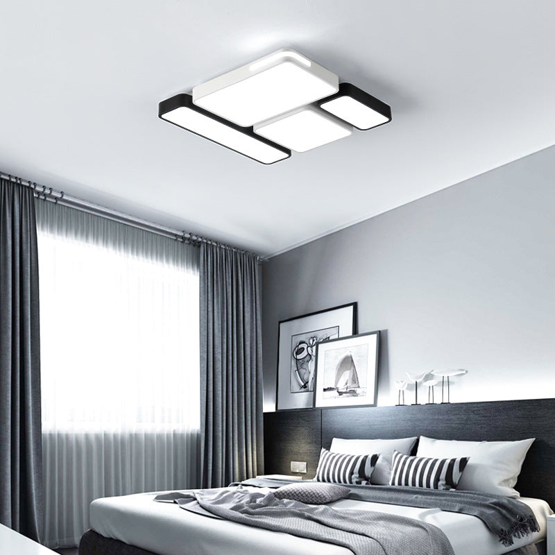 Simple Rectangle Ceiling Mount Light Acrylic Slim LED Ceiling Lamp in Black and White/White for Study Room White-Black 19.5" Clearhalo 'Ceiling Lights' 'Close To Ceiling Lights' 'Close to ceiling' 'Flush mount' Lighting' 377116