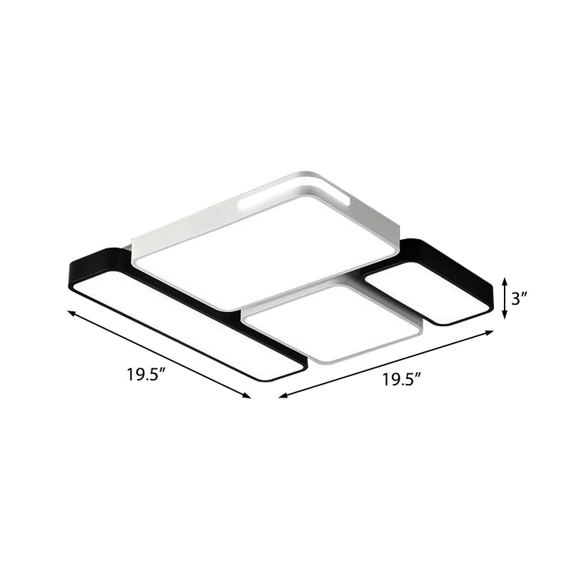 Simple Rectangle Ceiling Mount Light Acrylic Slim LED Ceiling Lamp in Black and White/White for Study Room Clearhalo 'Ceiling Lights' 'Close To Ceiling Lights' 'Close to ceiling' 'Flush mount' Lighting' 377119