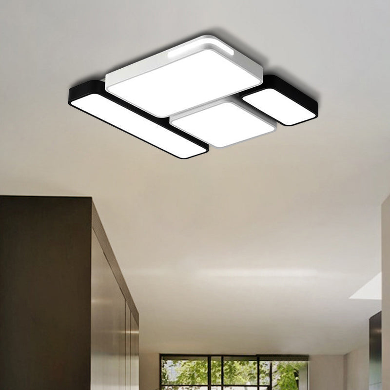 Simple Rectangle Ceiling Mount Light Acrylic Slim LED Ceiling Lamp in Black and White/White for Study Room White-Black 23.5" Clearhalo 'Ceiling Lights' 'Close To Ceiling Lights' 'Close to ceiling' 'Flush mount' Lighting' 377120