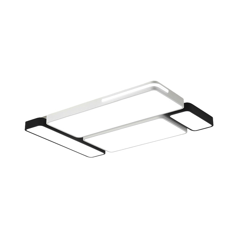 Simple Rectangle Ceiling Mount Light Acrylic Slim LED Ceiling Lamp in Black and White/White for Study Room Clearhalo 'Ceiling Lights' 'Close To Ceiling Lights' 'Close to ceiling' 'Flush mount' Lighting' 377132