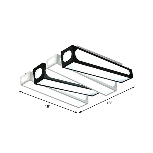 Modern Linear Square Flush Mount Light Acrylic LED Ceiling Light in Black and White for Foyer Clearhalo 'Ceiling Lights' 'Close To Ceiling Lights' 'Close to ceiling' 'Flush mount' Lighting' 377153