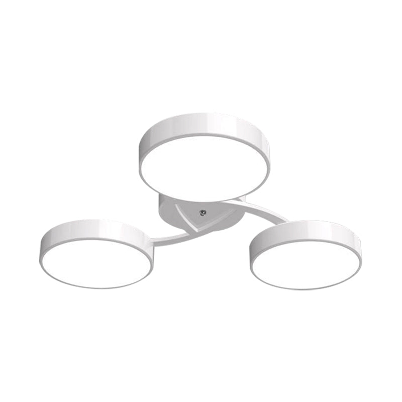 Black/White Drum Shade Ceiling Light 3/6/9 Heads Nordic Style Acrylic Semi Ceiling Mount Light for Living Room Clearhalo 'Ceiling Lights' 'Close To Ceiling Lights' 'Close to ceiling' 'Semi-flushmount' Lighting' 377202