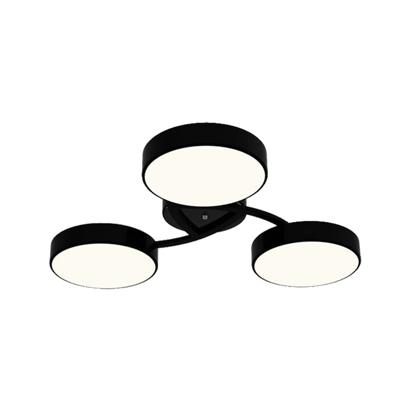 Black/White Drum Shade Ceiling Light 3/6/9 Heads Nordic Style Acrylic Semi Ceiling Mount Light for Living Room Clearhalo 'Ceiling Lights' 'Close To Ceiling Lights' 'Close to ceiling' 'Semi-flushmount' Lighting' 377214