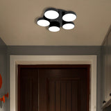 3/5/8/12 Heads Drum Flush Mount Light Modern Acrylic and Metal Ceiling Lamp in Black/White for Study Room Clearhalo 'Ceiling Lights' 'Close To Ceiling Lights' 'Close to ceiling' 'Semi-flushmount' Lighting' 377241