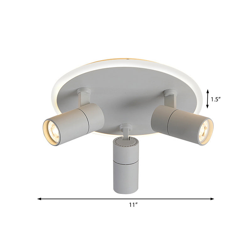 Rotatable Metal Circular Flush Mount Light Hallway Office 4 Heads Warm/White Lighting Spot Light in White Clearhalo 'Ceiling Lights' 'Close To Ceiling Lights' 'Close to ceiling' 'Semi-flushmount' Lighting' 377296