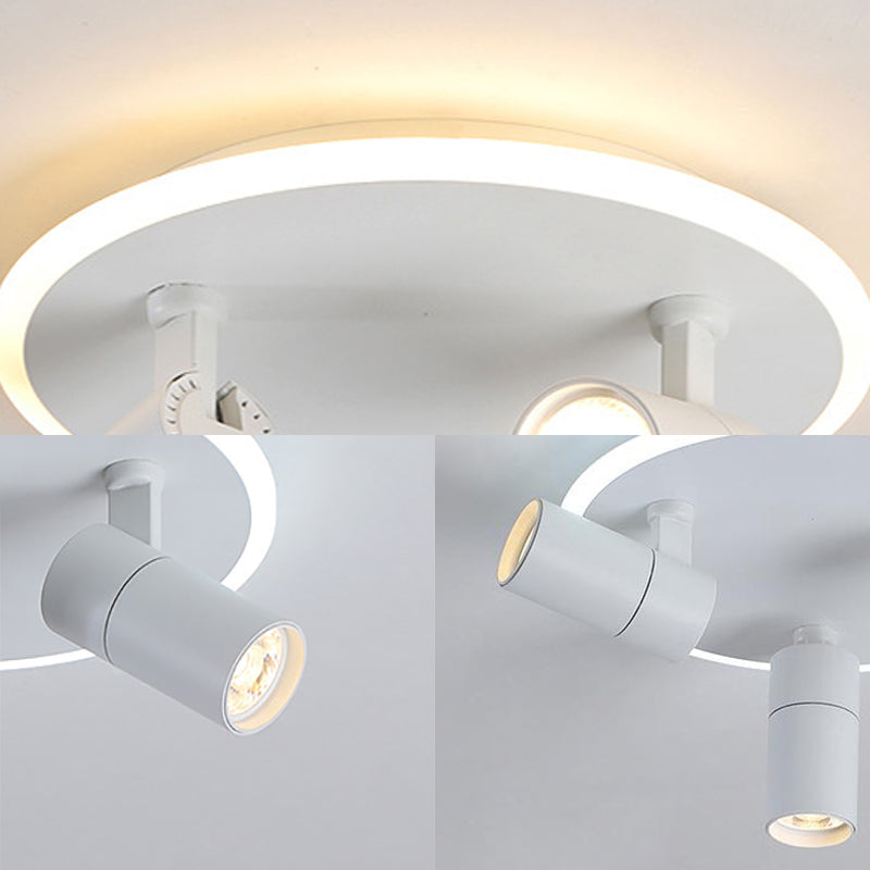 Rotatable Metal Circular Flush Mount Light Hallway Office 4 Heads Warm/White Lighting Spot Light in White Clearhalo 'Ceiling Lights' 'Close To Ceiling Lights' 'Close to ceiling' 'Semi-flushmount' Lighting' 377297