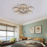 Ring Petal LED Ceiling Mount Light Living Room Modern Neutral/Warm/White Ceiling Lamp in Black Black Clearhalo 'Ceiling Lights' 'Close To Ceiling Lights' 'Close to ceiling' 'Semi-flushmount' Lighting' 377349