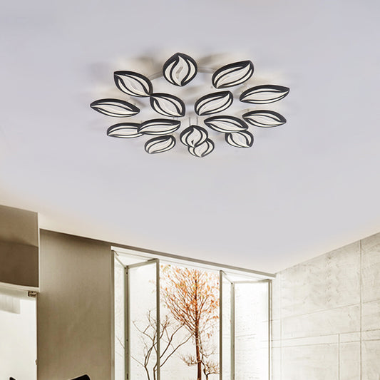 Acrylic Leaf Shape Flush Mount Light Modern Style LED Ceiling Light in Black for Hotel Shop Black Clearhalo 'Ceiling Lights' 'Close To Ceiling Lights' 'Close to ceiling' 'Semi-flushmount' Lighting' 377354