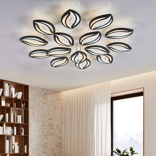 Acrylic Leaf Shape Flush Mount Light Modern Style LED Ceiling Light in Black for Hotel Shop Clearhalo 'Ceiling Lights' 'Close To Ceiling Lights' 'Close to ceiling' 'Semi-flushmount' Lighting' 377355