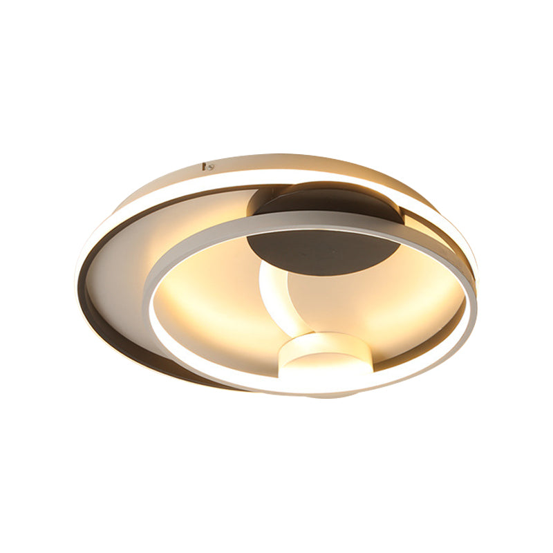 Double Square/Circle Led Flush Mount Ceiling Light Modernism Metal Ceiling Lighting in Black and White Clearhalo 'Ceiling Lights' 'Close To Ceiling Lights' 'Close to ceiling' 'Semi-flushmount' Lighting' 377522