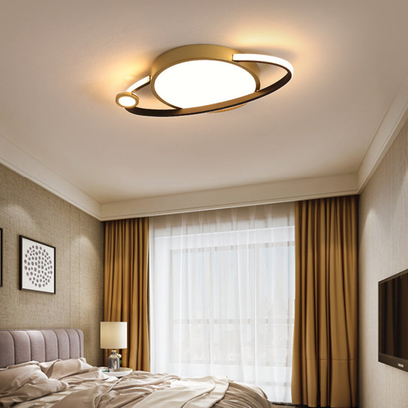 12"/16" Wide Circular Flush Mount Light Nordic Style Led Gold Ceiling Flush Light with Acrylic Diffuser, Warm/White Light Gold 12" Clearhalo 'Ceiling Lights' 'Close To Ceiling Lights' 'Close to ceiling' 'Flush mount' Lighting' 377542