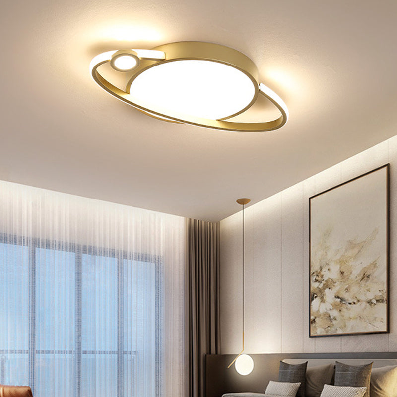 12"/16" Wide Circular Flush Mount Light Nordic Style Led Gold Ceiling Flush Light with Acrylic Diffuser, Warm/White Light Gold 16" Clearhalo 'Ceiling Lights' 'Close To Ceiling Lights' 'Close to ceiling' 'Flush mount' Lighting' 377547