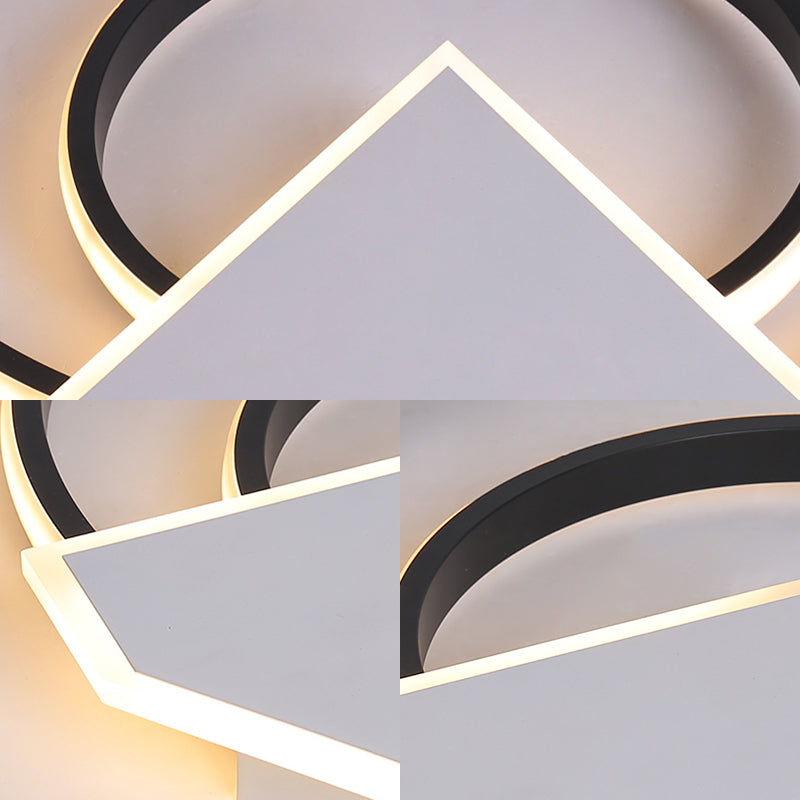 Double Ring Flush Mount Ceiling Light Warm/White Light Modern Metal Led Indoor Flush Lighting in Black, 19.5"/23.5" Wide Clearhalo 'Ceiling Lights' 'Close To Ceiling Lights' 'Close to ceiling' 'Semi-flushmount' Lighting' 377554