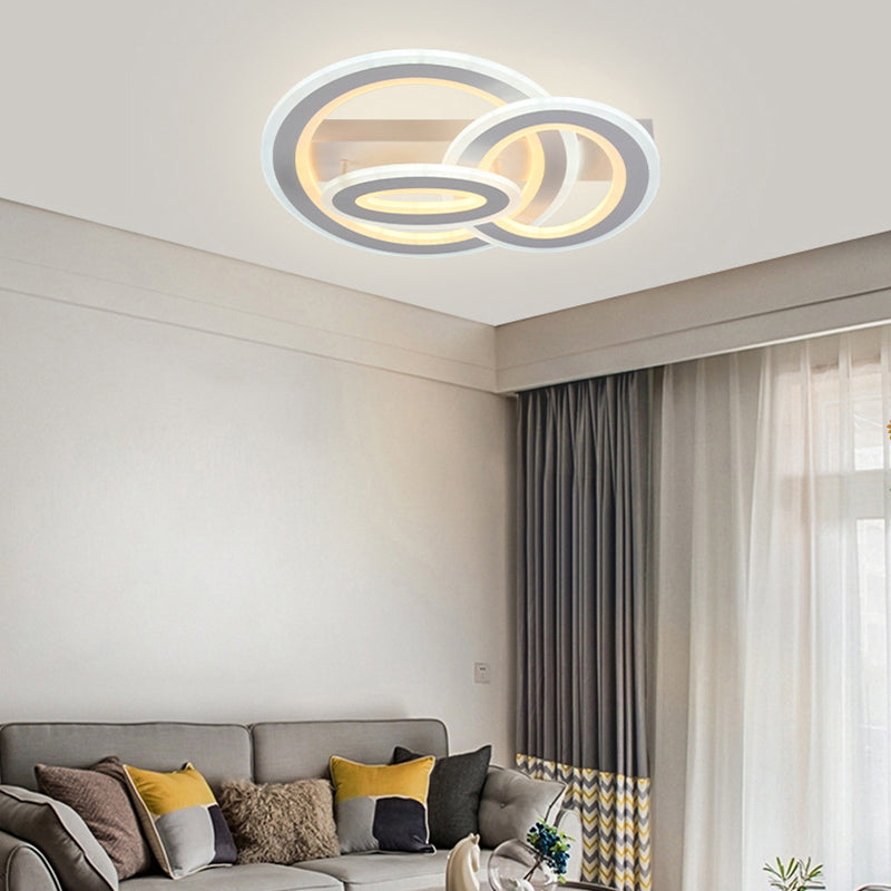 Metal Geometric Flush Ceiling Light Matte White Led Modern Flushmount Lighting in Warm/White White Circle Clearhalo 'Ceiling Lights' 'Close To Ceiling Lights' 'Close to ceiling' 'Semi-flushmount' Lighting' 377618