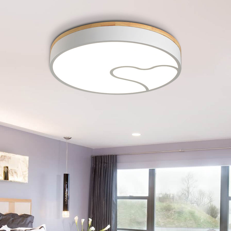 Led Nordic Flush Light with Metal Round Shade Green/Grey/White Ceiling Flush Lamp in Warm/White White Clearhalo 'Ceiling Lights' 'Close To Ceiling Lights' 'Close to ceiling' 'Flush mount' Lighting' 377851