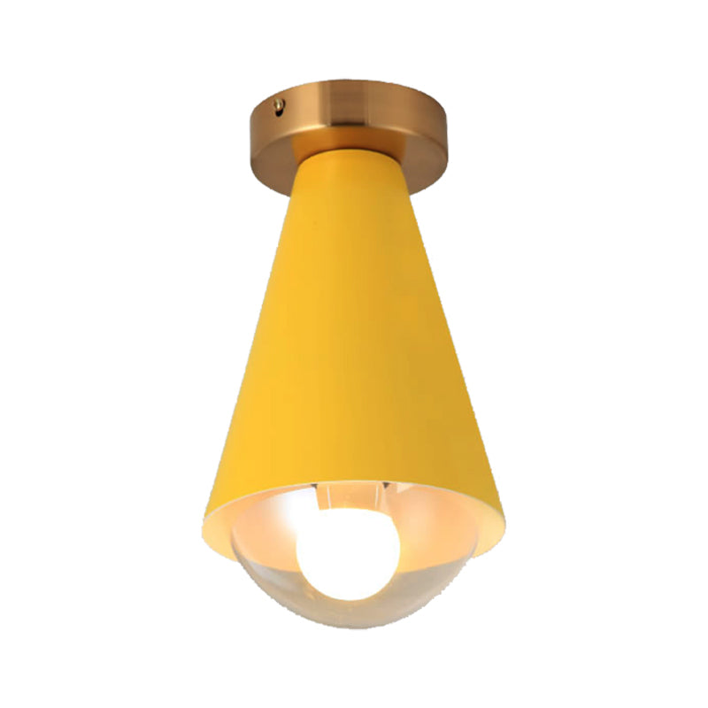 White/Pink/Yellow/Coffee Flush Mount Ceiling Light with Shade Modern Metal and Glass 1 Head Corridor Ceiling Light Fixture Clearhalo 'Ceiling Lights' 'Close To Ceiling Lights' 'Close to ceiling' 'Glass shade' 'Glass' 'Semi-flushmount' Lighting' 377880