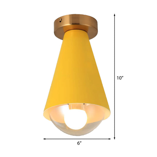White/Pink/Yellow/Coffee Flush Mount Ceiling Light with Shade Modern Metal and Glass 1 Head Corridor Ceiling Light Fixture Clearhalo 'Ceiling Lights' 'Close To Ceiling Lights' 'Close to ceiling' 'Glass shade' 'Glass' 'Semi-flushmount' Lighting' 377881
