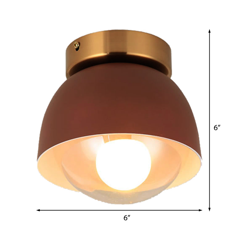 White/Pink/Yellow/Coffee Flush Mount Ceiling Light with Shade Modern Metal and Glass 1 Head Corridor Ceiling Light Fixture Clearhalo 'Ceiling Lights' 'Close To Ceiling Lights' 'Close to ceiling' 'Glass shade' 'Glass' 'Semi-flushmount' Lighting' 377885