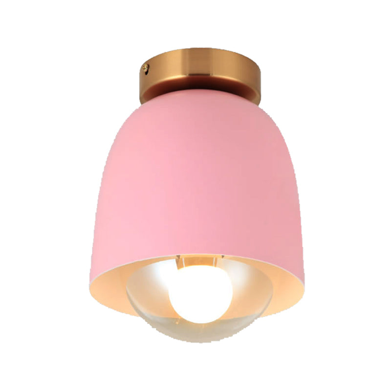 White/Pink/Yellow/Coffee Flush Mount Ceiling Light with Shade Modern Metal and Glass 1 Head Corridor Ceiling Light Fixture Clearhalo 'Ceiling Lights' 'Close To Ceiling Lights' 'Close to ceiling' 'Glass shade' 'Glass' 'Semi-flushmount' Lighting' 377891