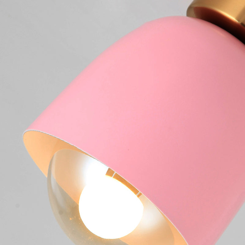 White/Pink/Yellow/Coffee Flush Mount Ceiling Light with Shade Modern Metal and Glass 1 Head Corridor Ceiling Light Fixture Clearhalo 'Ceiling Lights' 'Close To Ceiling Lights' 'Close to ceiling' 'Glass shade' 'Glass' 'Semi-flushmount' Lighting' 377893