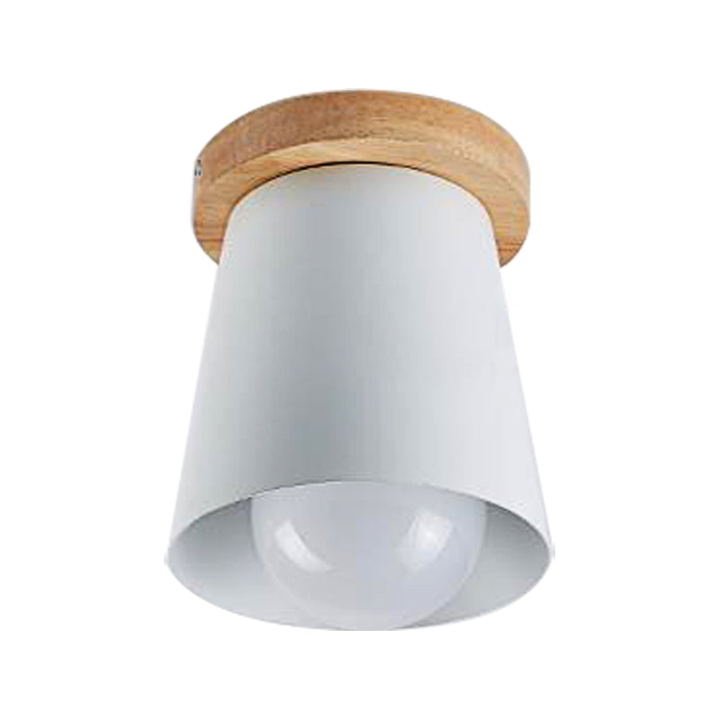 1 Bulb Gray/White/Green Conical Flush Mount Ceiling Light Metal Contemporary Ceiling Mounted Light for Bedroom Clearhalo 'Ceiling Lights' 'Close To Ceiling Lights' 'Close to ceiling' 'Flush mount' Lighting' 379330